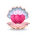 Closeup of Two Hearts, Shell Vector Illustration Royalty Free Stock Photo