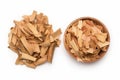 closeup of two piles of cedar or palo santo incense, wood chips isolated over a transparent background, Generative AI. Royalty Free Stock Photo