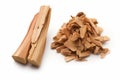 closeup of two piles of cedar or palo santo incense, wood chips isolated over a transparent background, Generative AI. Royalty Free Stock Photo