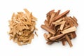 closeup of two piles of cedar or palo santo incense, wood chips isolated over a transparent background, Generative AI. Royalty Free Stock Photo