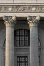 Closeup of two pillars in downtown Albany