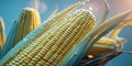 Closeup of Two Ripe Yellow Corn on the Cob Royalty Free Stock Photo