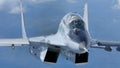 Closeup of Two Seater Fighter Jet MiG 29 in Flight. Ultra HD 4K