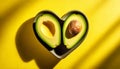 Two Slices of Avocado in a Heart Shaped Bowl - Generative Ai Royalty Free Stock Photo