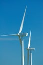 Closeup of two windturbines Royalty Free Stock Photo