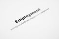 Closeup of a typed definition of the word employment