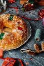 Closeup of a typical spanish three kings cake Royalty Free Stock Photo