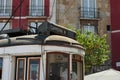 Closeup of Typical Yellow Vintage Tram in Lisbon, Portugal Royalty Free Stock Photo