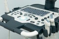 Closeup ultrasound machine in hospital. Medical equipment. Royalty Free Stock Photo