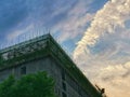 Unfinished building in the sunset