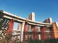 closeup of unfinished urban overpass bridge