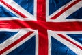 Closeup of Union Jack flag. UK Flag. British Union Jack flag blowing in the wind Royalty Free Stock Photo