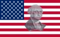 Closeup of United States of America flag with portrait George Washington Royalty Free Stock Photo