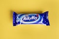 Closeup of unwrapped Milky Way candy chocolate bar made by Mars Inc Royalty Free Stock Photo