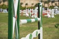 Closeup up an equestrian showjumping hurdle