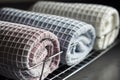 Closeup up photo of kitchen waffle towels. Generate ai