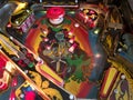 Closeup of upper playfield on Black Knight pinball