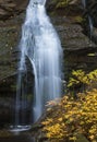 Closeup of upper waterfall and fall foliage at Kent Falls.