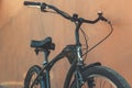 Closeup Urban Bicycle Parked Near The Wall Royalty Free Stock Photo