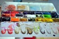 Closeup of a used paintbox