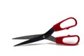 Closeup used scissors red handles white background Royalty Free Stock Photo