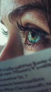A closeup of a users eye reflected in a screen focusing on a straightforward wellorganized document interface that symbolize