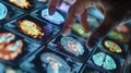 A closeup of a users hand tapping a series of images on the apps screen engaging in a neurofeedbackbased game for