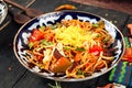 Uygur lagman noodles in a traditional bowl Royalty Free Stock Photo