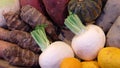 Closeup of a variety of edible fruit and vegetable