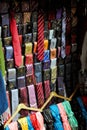 Closeup of various colorful ties on a display rack in the store Royalty Free Stock Photo