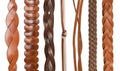 Closeup of various leather belts