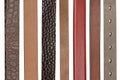 Closeup of various leather belts