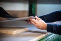 Closeup of an veneer press in a carpentry or workshop Royalty Free Stock Photo