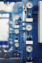 Closeup vertical image of barometers at industrial plant Royalty Free Stock Photo