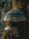 Closeup vertical shot of Hoof fungus on the tree trunk Royalty Free Stock Photo