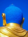 Shanti Ban Buddha head, 25 feet tall golden Buddha`s image on a sunny day in Dhulikhel, Nepal Royalty Free Stock Photo