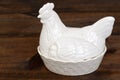 Closeup victorian porcelain egg warmer chicken