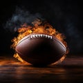 Closeup view of American football ball with dynamic smoke effects