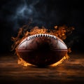 Closeup view of American football ball with dynamic smoke effects