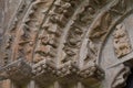 Closeup view of archivolts and capitals in the romanesque monatery of Carboeiro Royalty Free Stock Photo