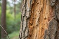 Closeup View of Bark Beetle Damage on a Tree Trunk Identifying the Signs of Infestation and Protecting Your Royalty Free Stock Photo