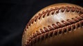 A closeup view of a baseballs stitching