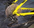 Closeup view of bicycle rear wheel gears Royalty Free Stock Photo