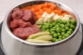 Closeup view of bowl with organic food