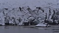 Closeup view of the breakoff edge of SÃÂ³lheimajÃÂ¶kull in the south of Iceland with white and black texture. Royalty Free Stock Photo