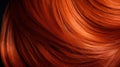 A closeup view of a bunch of shiny straight red hair in a wavy curved style.