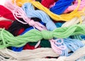 Closeup View of Bundles of Colorful Yarn