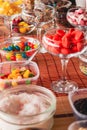 Closeup view of caramels on the table