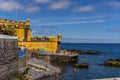 Closeup view of a castle in the coastline of the city of Madeira in Portugal