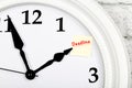 Closeup view of clock indicator showing the reminder paper Royalty Free Stock Photo